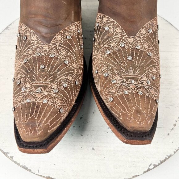 NEW Lane CALYPSO Womens Cowboy Boots 8.5 Brown Western Cowgirl Mid Calf Tall - Picture 6 of 11